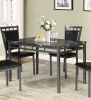 Dining Room Furniture 5pc Dining Set Table And 4x Chairs Faux Marble Top table Espresso PU Upholstered Chairs Kitchen Dinette