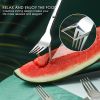 1pc 2 In 1 Watermelon Slicer With Fork Durable Watermelon Cutter Stainless Steel Watermelon Cutting Ruler For Fruit Plate