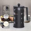 Small French Press Coffee Make; with 4 Level Filtration System Borosilicate Glass Durable Stainless Steel Thickened Heat Resistant