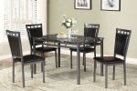 Dining Room Furniture 5pc Dining Set Table And 4x Chairs Faux Marble Top table Espresso PU Upholstered Chairs Kitchen Dinette