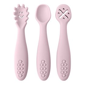 3 Silicone Spoons And Forks Baby Cutlery (Option: 002dastylilac)