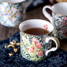 Blue And White Mug Retro Tea Cup Exquisite Bone China Gift Cup (Option: Bower300ML-300ml)