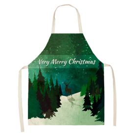 Household Green Series Christmas Dog Linen Apron Used In Kitchen (Option: Style 9-38x47cm)