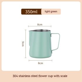 Stainless Steel Pitcher Pointed Thickened Frothing Pitcher Household Milk Cylinder (Option: 350ML L green)