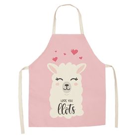 Cartoon Alpaca Cactus Cotton Linen Apron (Option: Style27-45x56cm)