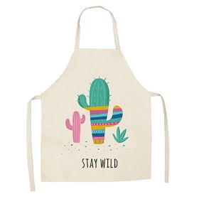 Cartoon Alpaca Cactus Cotton Linen Apron (Option: Style9-45x56cm)