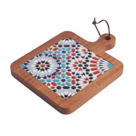 Solid Wood Vintage Tile Placemat Heat Proof Creative Anti-scald Casserole Mat Large Pot Coaster (Option: A Hundred Flowers Blossom)