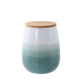 Ceramic Belly Jar Kitchen Coarse Cereals Dry Goods Moisture-proof Storage Tank (Option: Large Green 1600ml)