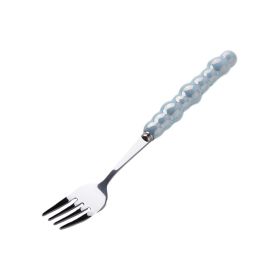 Light Luxury Ceramic Pearl Handle Knife Fork And Spoon Creative Stainless Steel Tableware (Option: Sky Blue Dinner Fork)