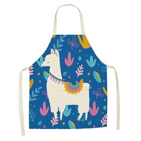 Cartoon Alpaca Cactus Cotton Linen Apron (Option: Style13-45x56cm)