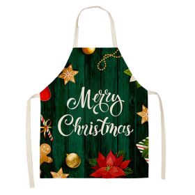 Household Green Series Christmas Dog Linen Apron Used In Kitchen (Option: Style 4-38x47cm)