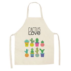 Cartoon Alpaca Cactus Cotton Linen Apron (Option: Style19-45x56cm)