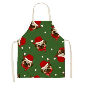 Household Green Series Christmas Dog Linen Apron Used In Kitchen (Option: Style 19-38x47cm)