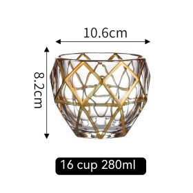 Golden Trim Gold Line Wine Glass Whiskey Decoration Cup (Option: Gold Painting No 16 Cup 280ml)