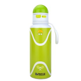 Tennis Pattern Straw Lid Water Bottle; Flip & Sip Double Stainless Steel Thermal Insulation; Sports Bottle; Outdoor Mug (capacity: 34 OZ)