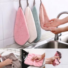 Kitchen daily dish towel;  dish cloth;  kitchen rag;  non-stick oil;  thickened table cleaning cloth;  absorbent scouring pad (Color: 25x25cm White, size: )