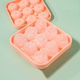 1pc; Frozen Ice Rose Mold; Food Grade Silicone Cork Block Ice Box Ice Cream Maker Household Grinder (Color: Pink, Material: )