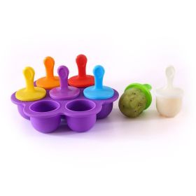 1pc 7 Holes Silicone Popsicle Mold; Ice Pop Molds Maker; Storage Container For Homemade Food; Ice Cream DIY Pop Molds; BPA Free (Color: Dark Purple Base)