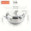 1pc Tempura Deep Fry Pot, Thickened 304 Stainless Steel Tempura Fryer With Thermometer, Japanese Style Tempura Fryer Pan