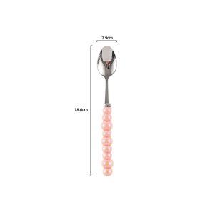 Ceramic Pearl Handle Knife Fork And Spoon Household Eating Soup Spoon Western Foodsteak Knife And Fork (Option: pink tea spoon)