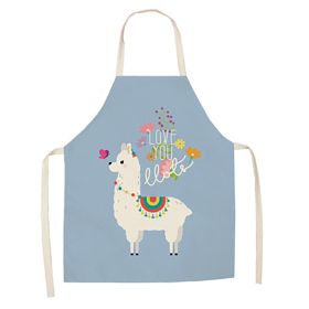 Cartoon Alpaca Cactus Cotton Linen Apron (Option: Style4-65x53cm)