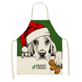 Household Green Series Christmas Dog Linen Apron Used In Kitchen (Option: Style 16-65x53cm)