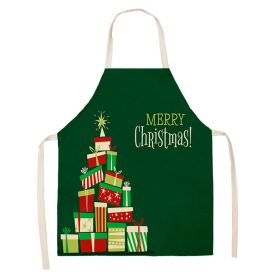 Household Green Series Christmas Dog Linen Apron Used In Kitchen (Option: Style 21-65x53cm)