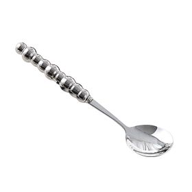 Light Luxury Ceramic Pearl Handle Knife Fork And Spoon Creative Stainless Steel Tableware (Option: Silver Main Meal Round Spoon)