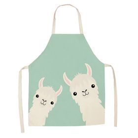 Cartoon Alpaca Cactus Cotton Linen Apron (Option: Style18-65x53cm)