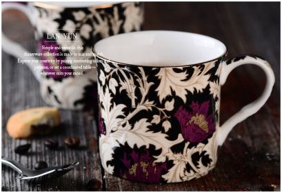 Blue And White Mug Retro Tea Cup Exquisite Bone China Gift Cup (Option: Thistle300ML-300ml)