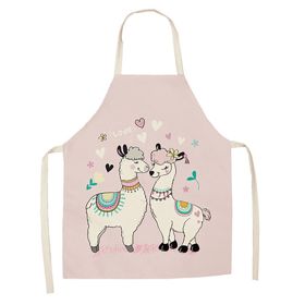 Cartoon Alpaca Cactus Cotton Linen Apron (Option: Style14-65x53cm)