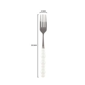 Ceramic Pearl Handle Knife Fork And Spoon Household Eating Soup Spoon Western Foodsteak Knife And Fork (Option: white fork)