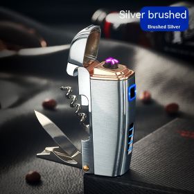 Metal Multifunctional Induction Charging Lighter (Option: Silver Brushed)