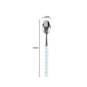 Ceramic Pearl Handle Knife Fork And Spoon Household Eating Soup Spoon Western Foodsteak Knife And Fork (Option: blue tea spoon)