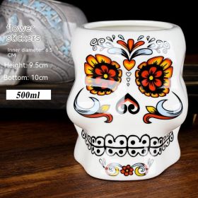 Personality Cocktail Glass Creative Cup Ceramic Cup (Option: Flower Skull)