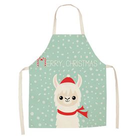 Cartoon Alpaca Cactus Cotton Linen Apron (Option: Style22-55x68cm)