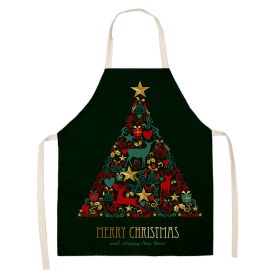 Household Green Series Christmas Dog Linen Apron Used In Kitchen (Option: Style 17-55x68cm)