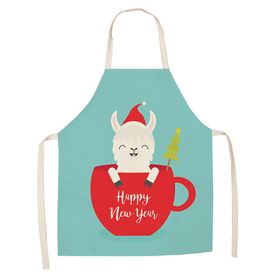 Cartoon Alpaca Cactus Cotton Linen Apron (Option: Style15-55x68cm)