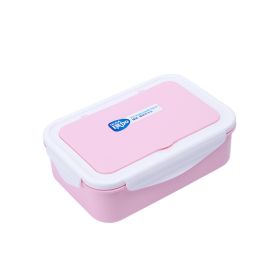 Microwave Oven Heating Lunch Box Rectangular Fruit Container (Option: Pink Solid Color Cover)